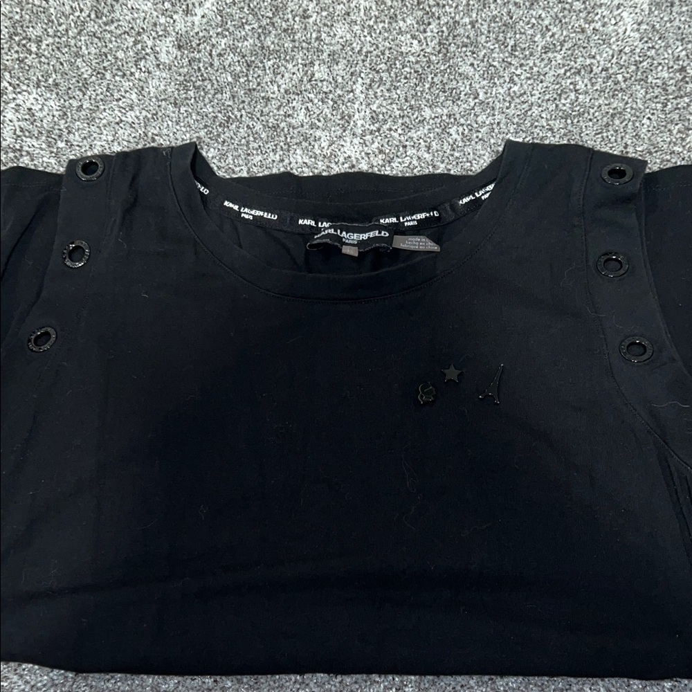 Karl Lagerfeld Black Grommet Accent Top